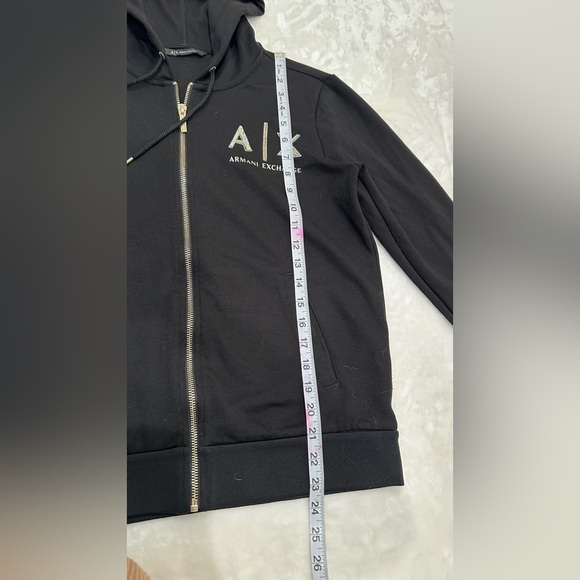 Authentic Unisex Armani Exchange Black and Gold Zip Up Sweater with Logo - Picture 9 of 16